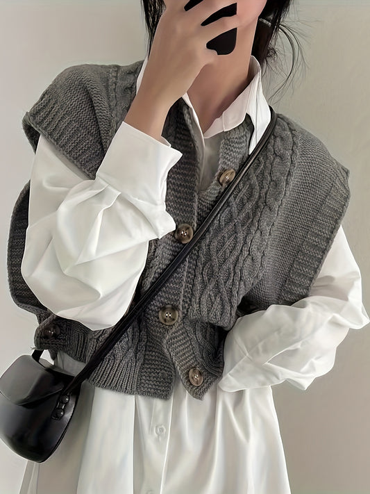 Chantal - Gilet Tricoté à Boutons Twist