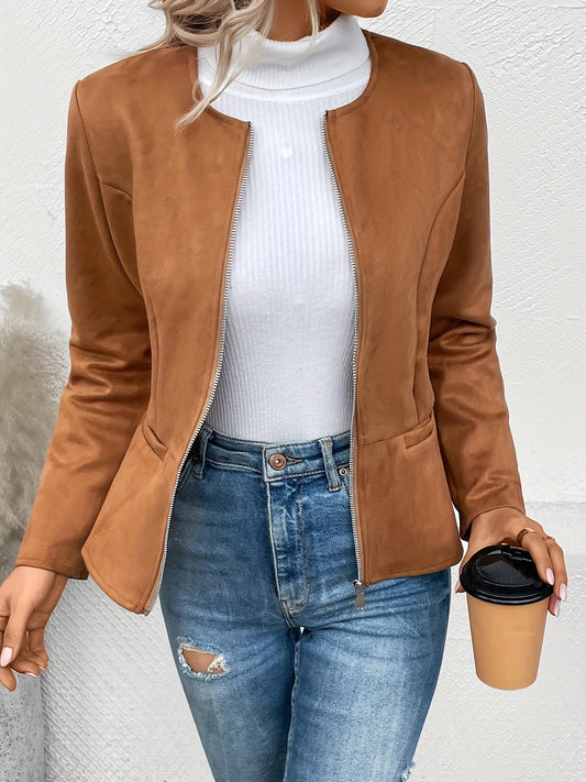 Bertha – Veste zippée élégante à col rond
