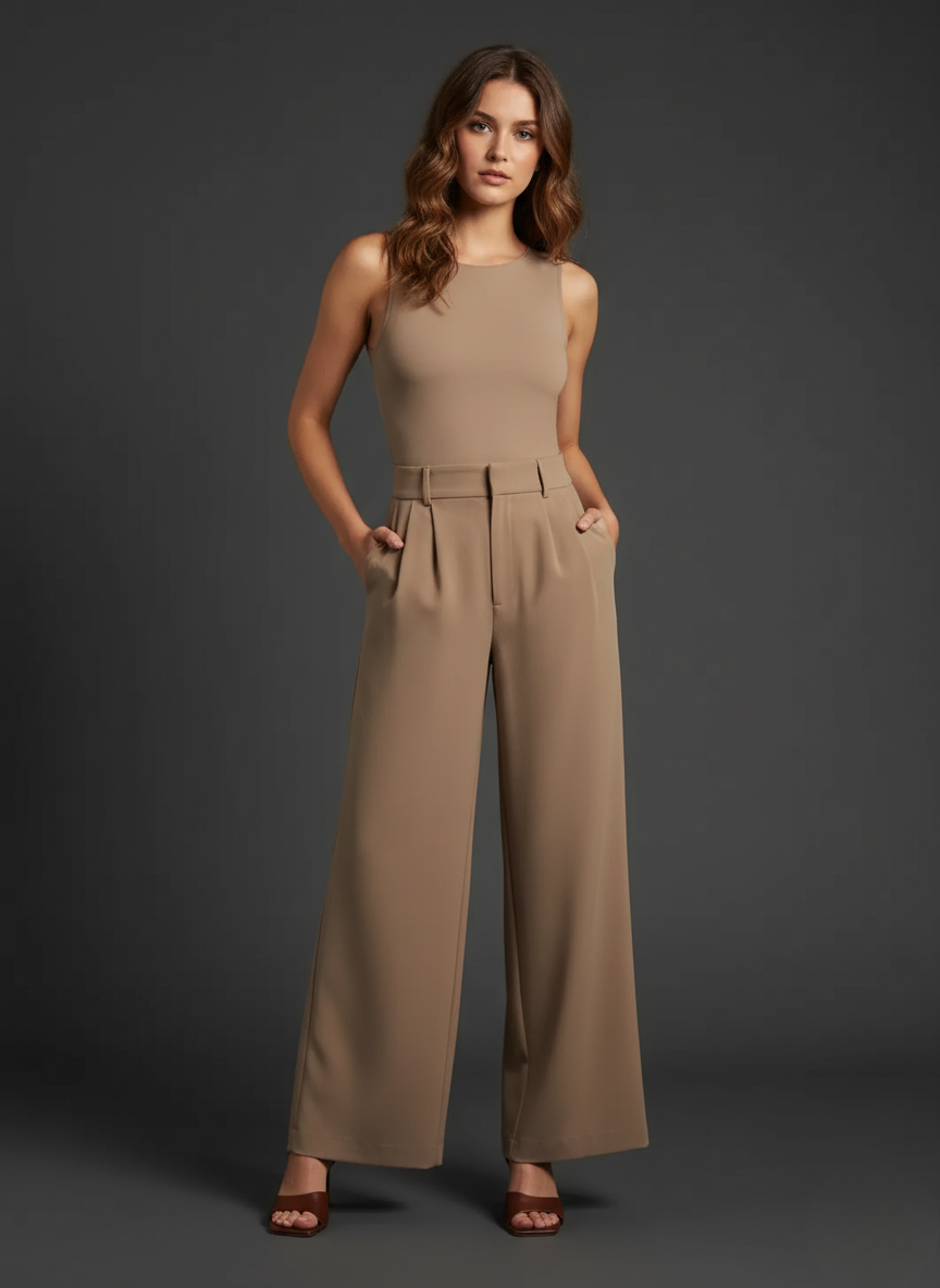 Odile | Pantalon droit taille haute élégant