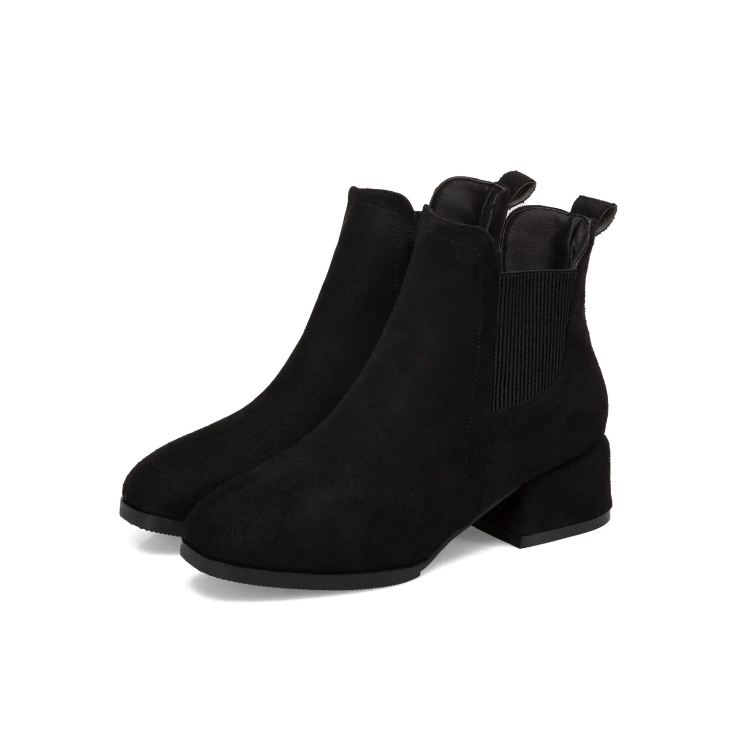 Valentine | Bottines noires à talon carré