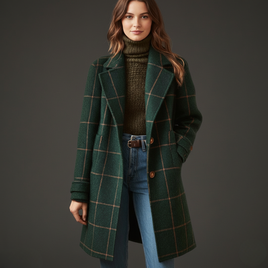 Ariane | Manteau Classique à Carreaux d’Hiver