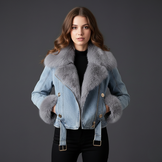 Jenny  | Veste Jean Doublée Fourrure