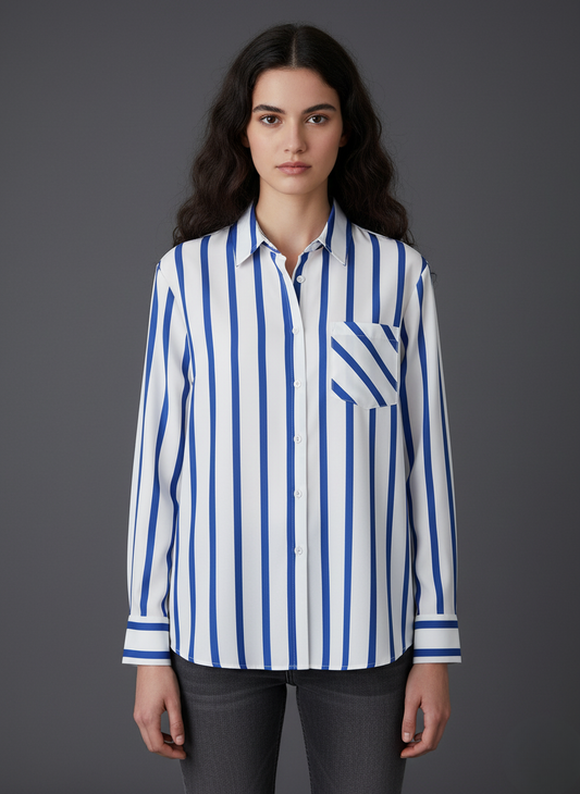 Éloise | Chemise fluide à rayures bleues et blanches