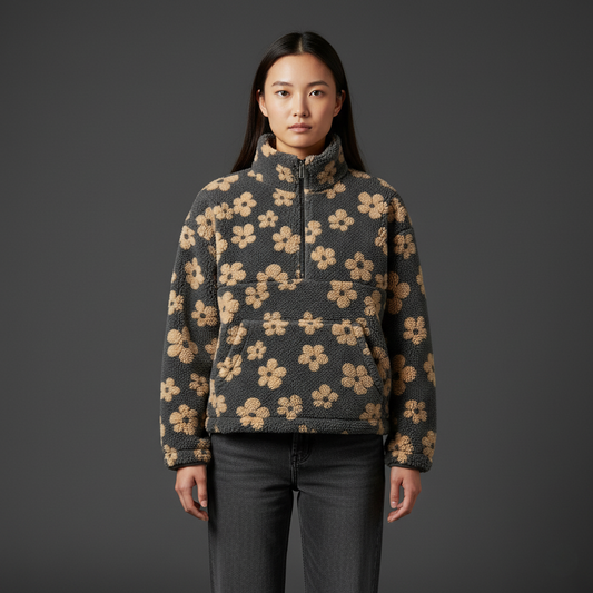 Bérénice | Veste à demi-zip fleurie