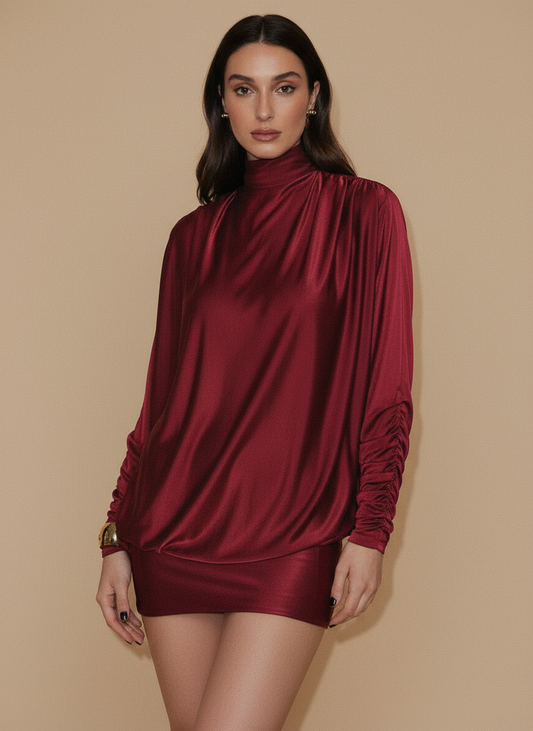 Cléa | Robe rouge satinée