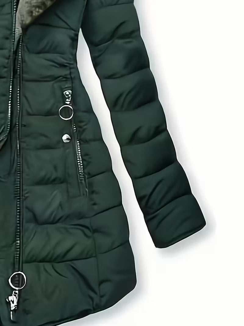 Marielle | Manteau Matelassé à Capuche Doublé Velours