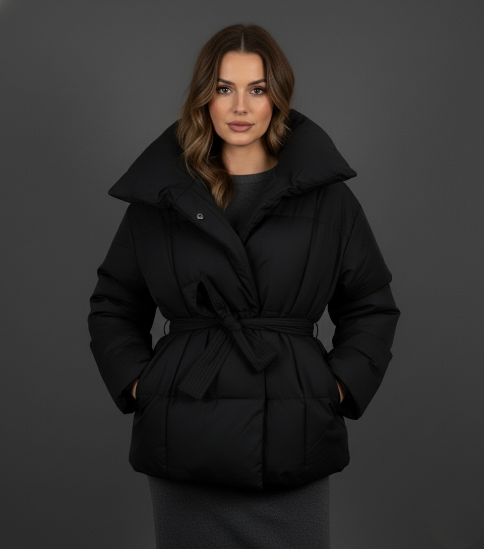 Dahlia | Doudoune courte matelassée ultra-douce avec ceinture