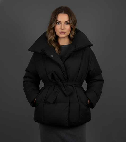 Dahlia | Doudoune courte matelassée ultra-douce avec ceinture