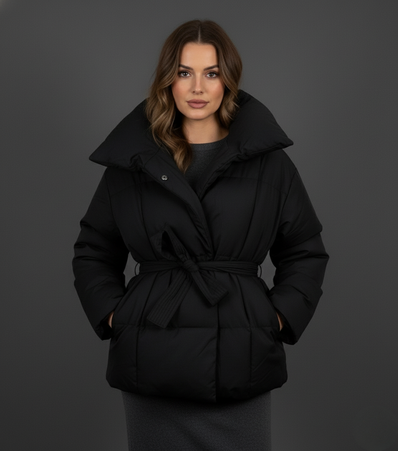 Dahlia | Doudoune courte matelassée ultra-douce avec ceinture