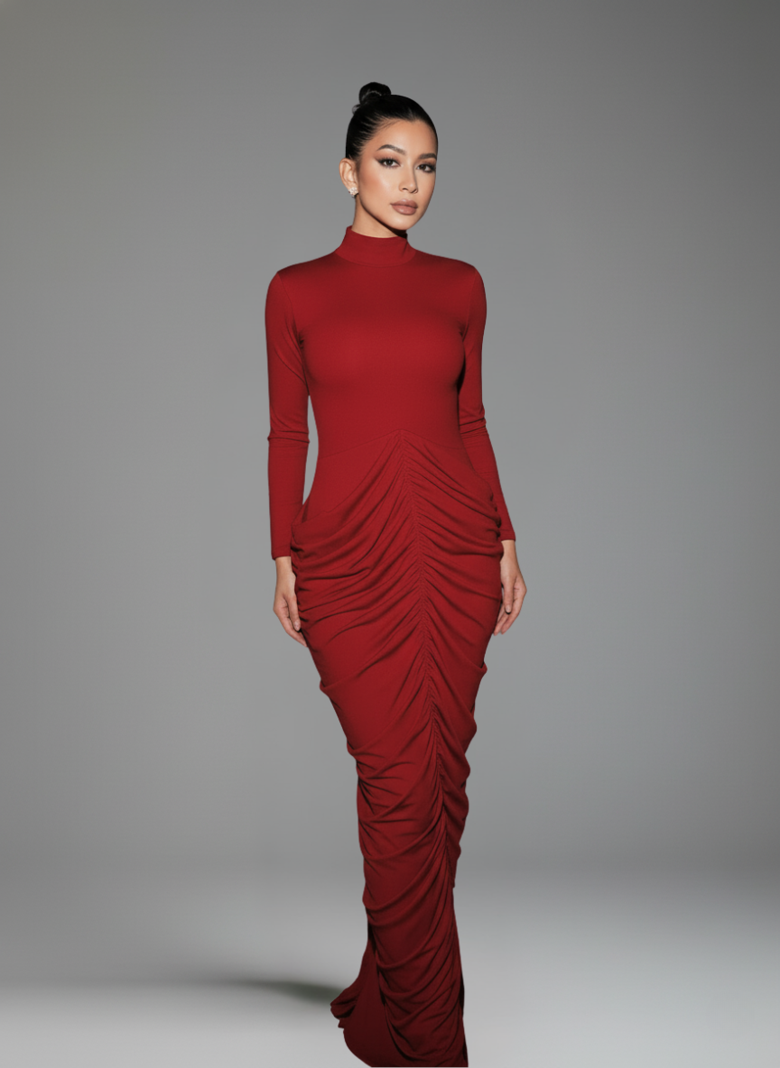 Irina | Robe drapée rouge