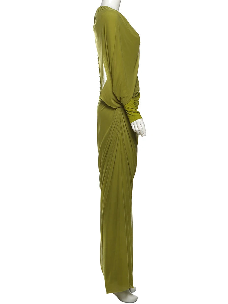 Soline | Robe drapée verte