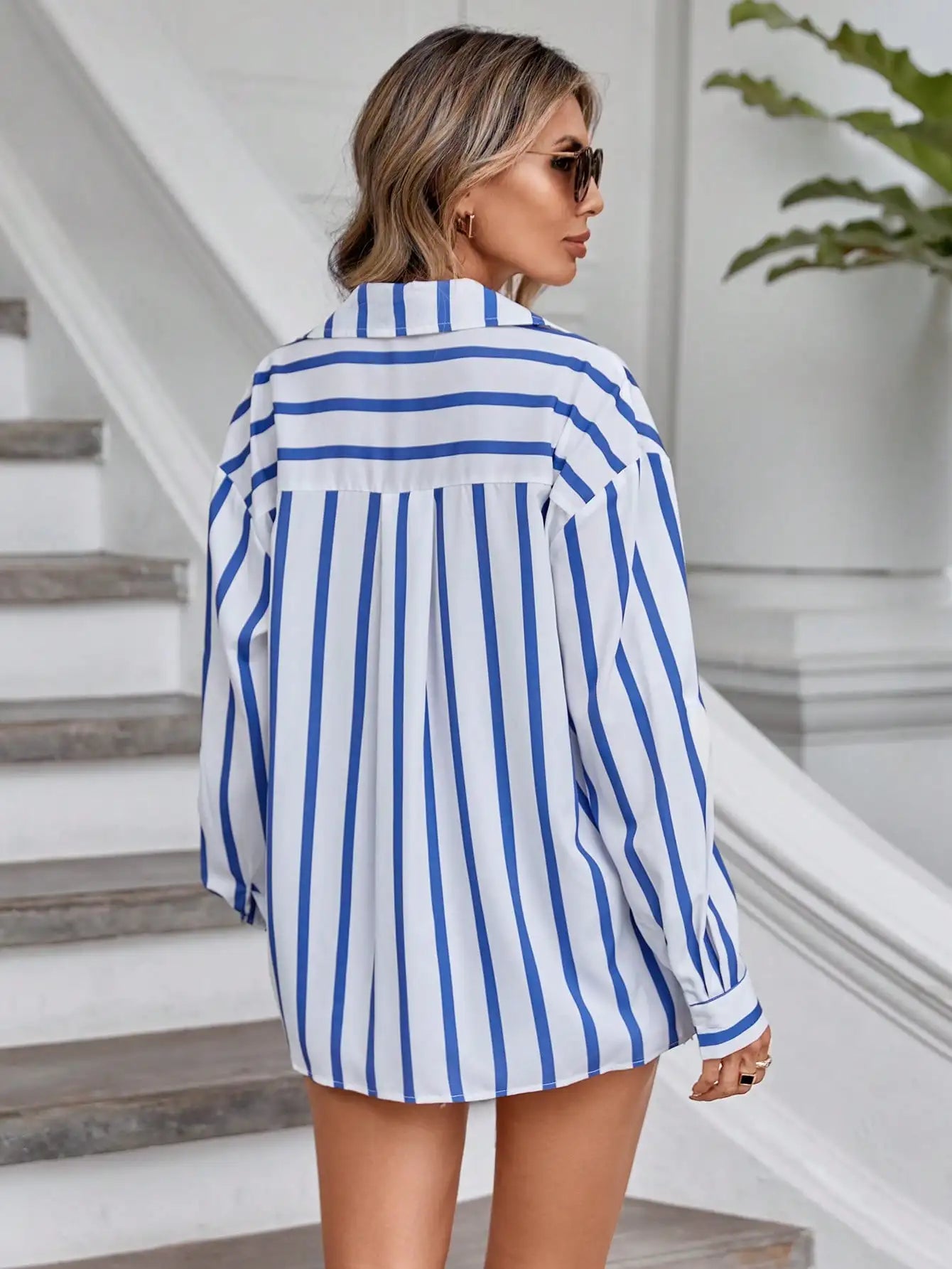 Éloise | Chemise fluide à rayures bleues et blanches