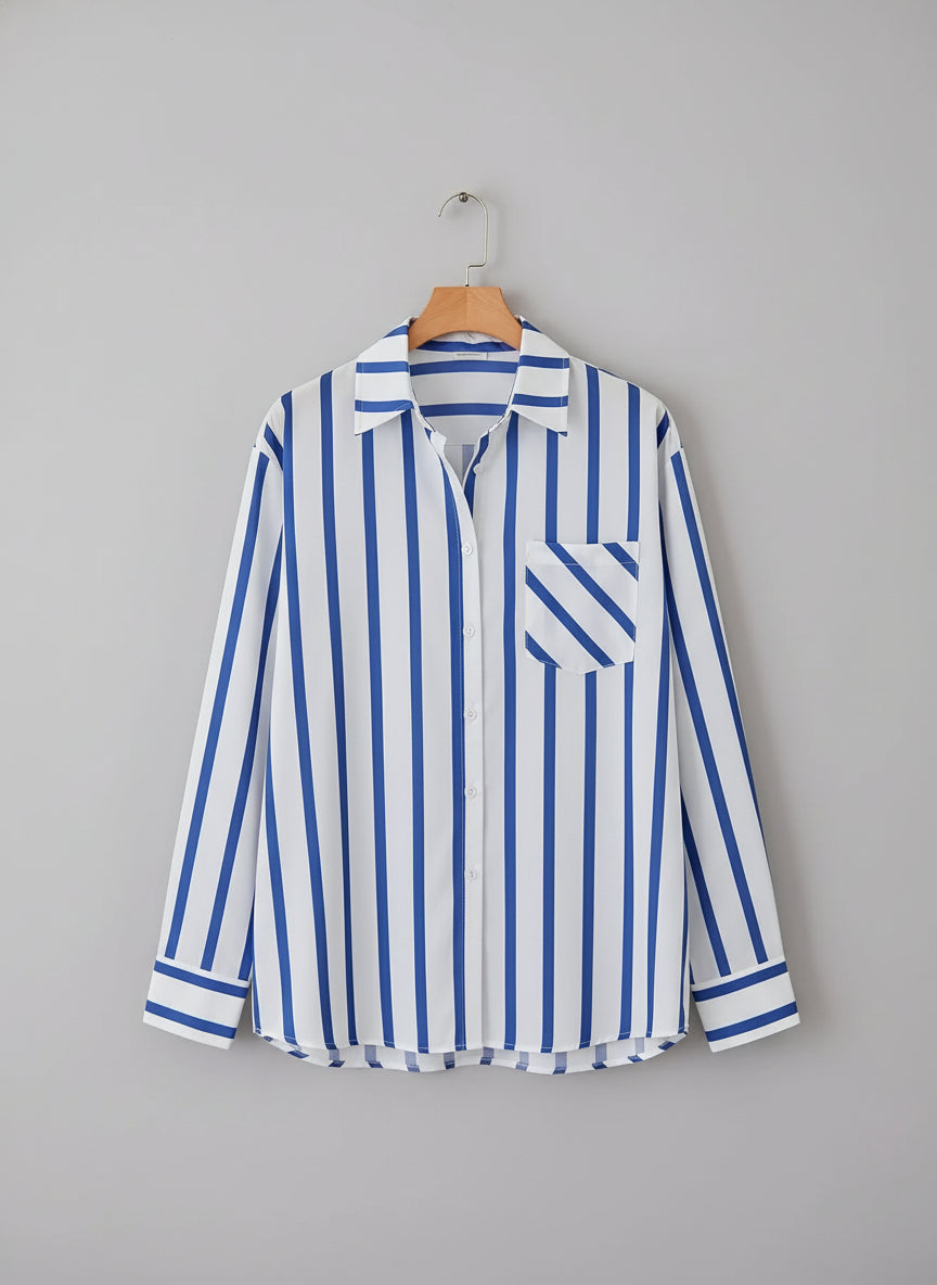 Éloise | Chemise fluide à rayures bleues et blanches