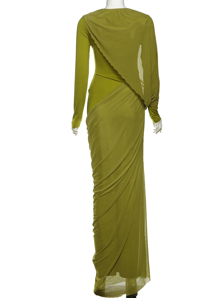 Soline | Robe drapée verte