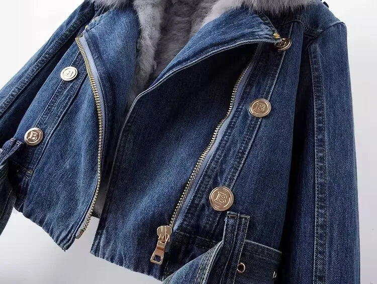 Jenny  | Veste Jean Doublée Fourrure