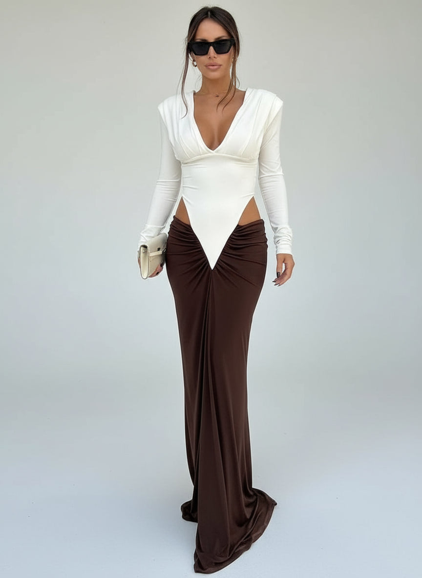 Lorena | Robe bicolore drapée