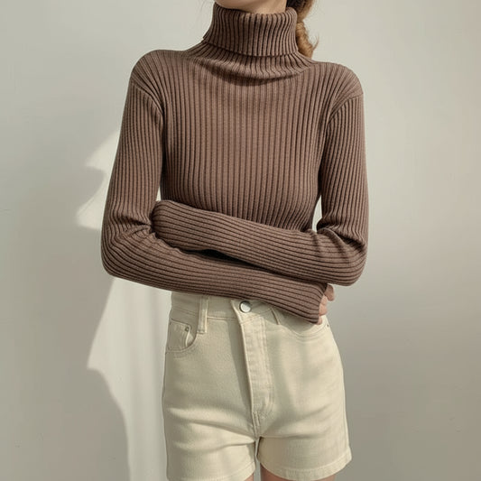 Manon | Pull col roulé brun