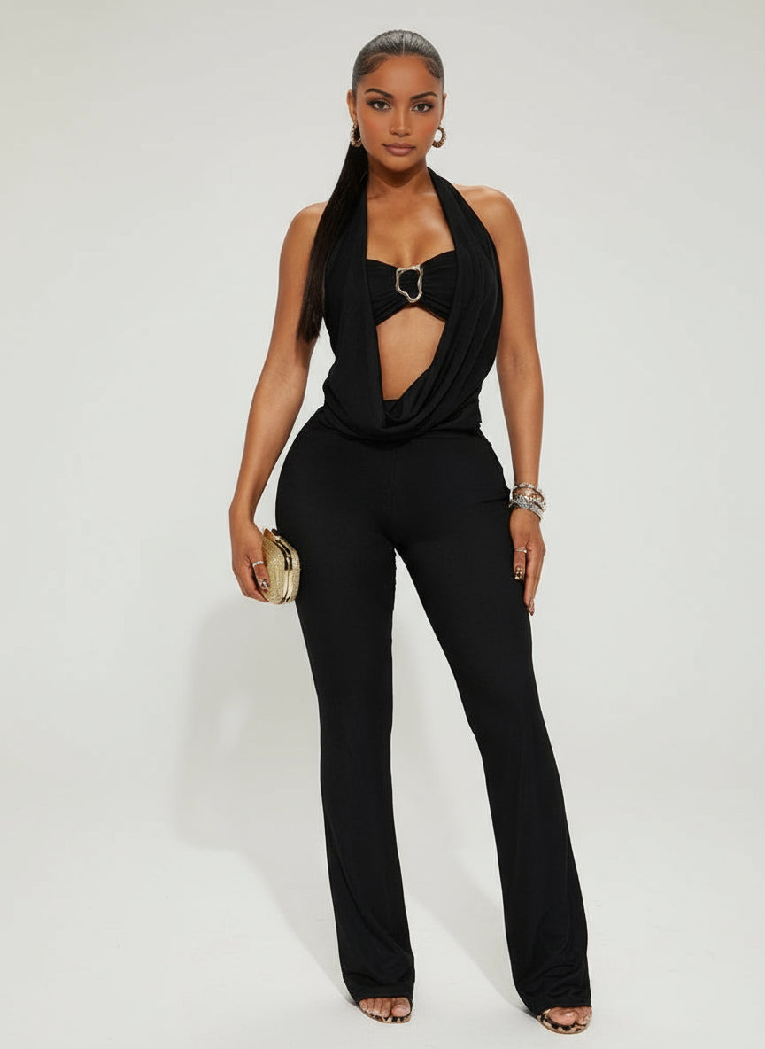 Maëva | Combinaison fluide noire