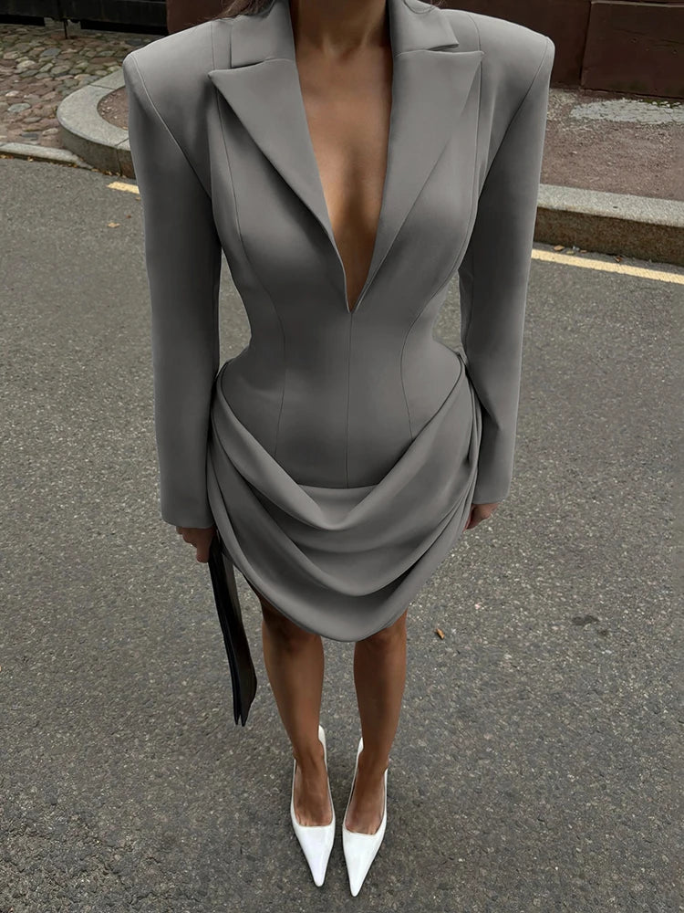 Maëlle | Robe blazer grise