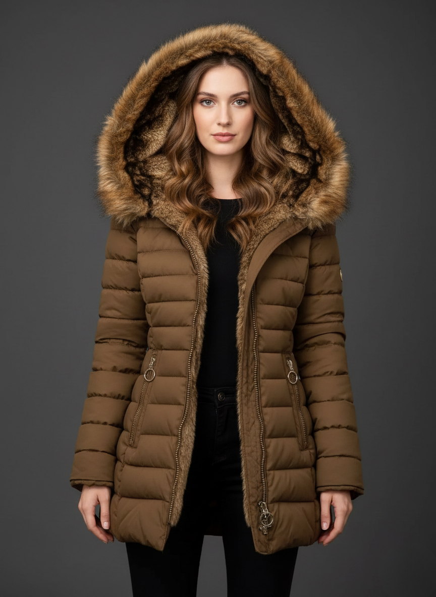 Marielle | Manteau Matelassé à Capuche Doublé Velours