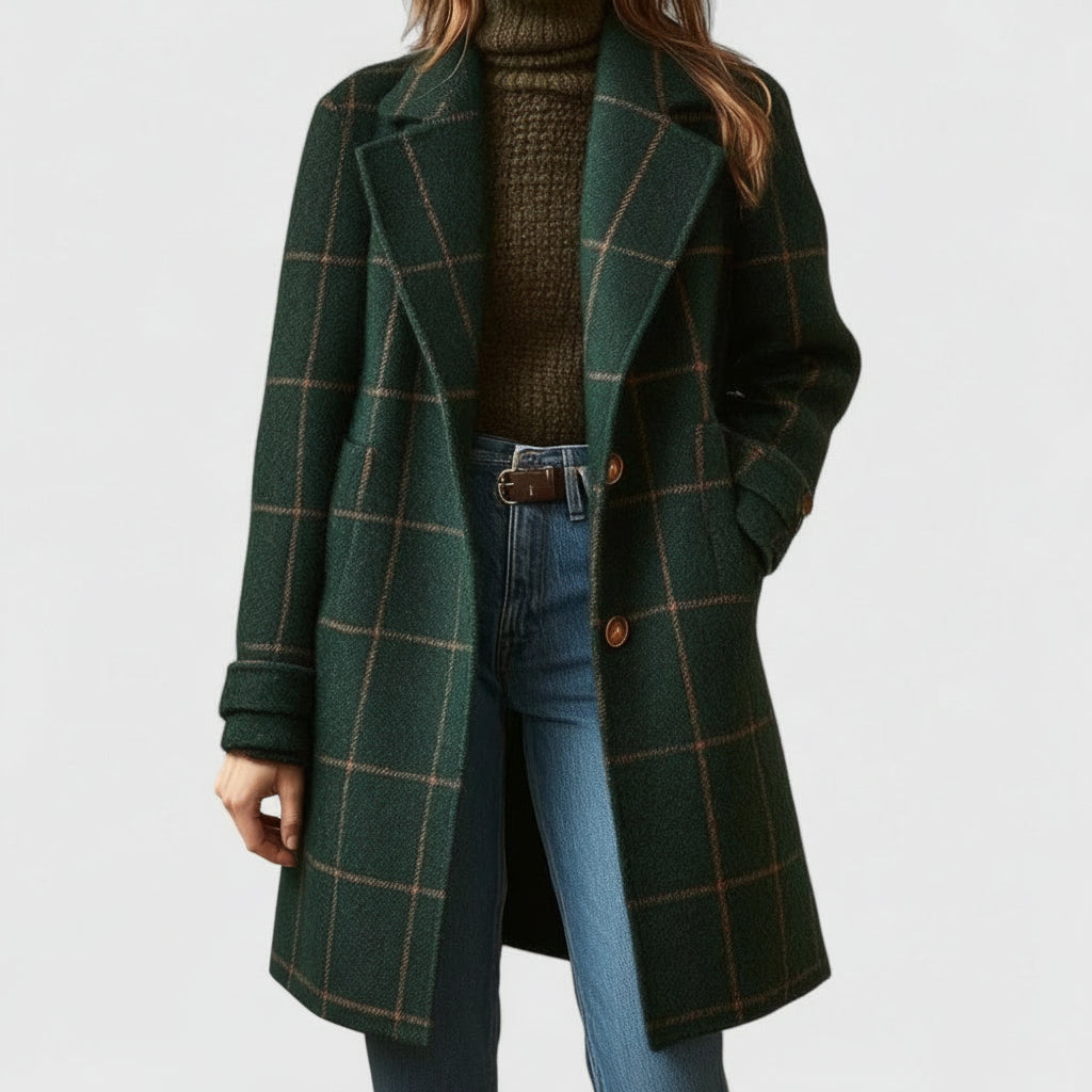 Ariane | Manteau Classique à Carreaux d’Hiver