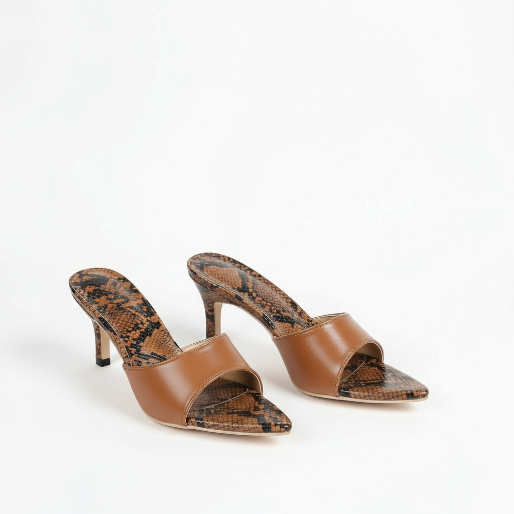 Lorène | Mules python rouges